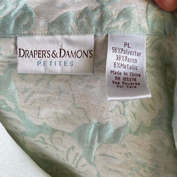 NWOT Draper's & Damon's Jacquard Blazer Green Gold US Women's Petite Size PL - Picture 6 of 7